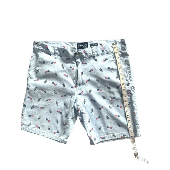 RAW YARN INDUSTRIES Men's Stretch Short Size 36 Light Blue Ice Cream & Sunglasse - Picture 2 of 7